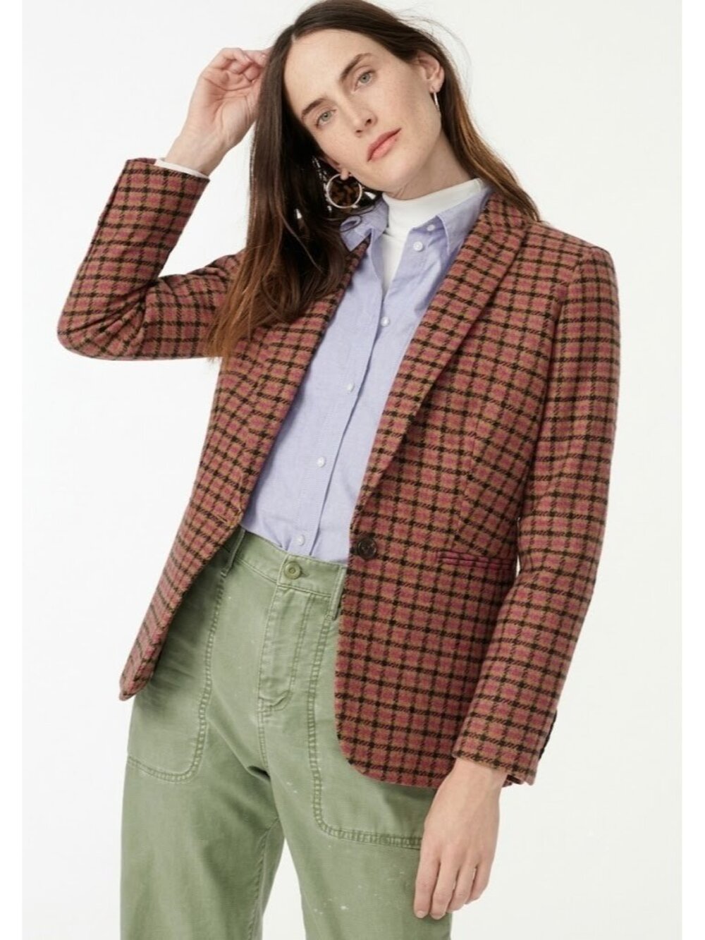 NWT J.Crew Parke Blazer in Pink Mustard Houndstooth English Moon Wool Jacket 10